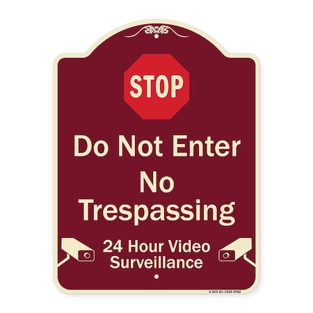 Signmission Designer Series-Do Not Enter 24 Hour Video Surveillance Heavy-Gauge Aluminum, 24" H, BU-1824-9982 A-DES-BU-1824-9982